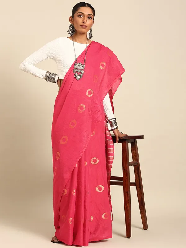 Pink_colour_Silk_Blend_Saree_for_Women