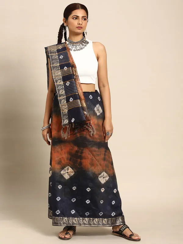 Navy_Blue_colour_Pure_Silk_Saree_for_Women