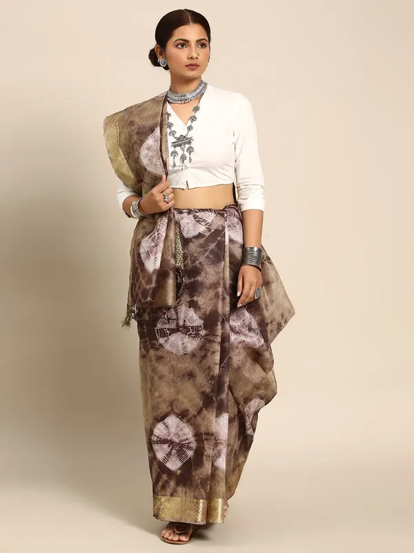 Brown_colour_Pure_Silk_Saree_for_Women