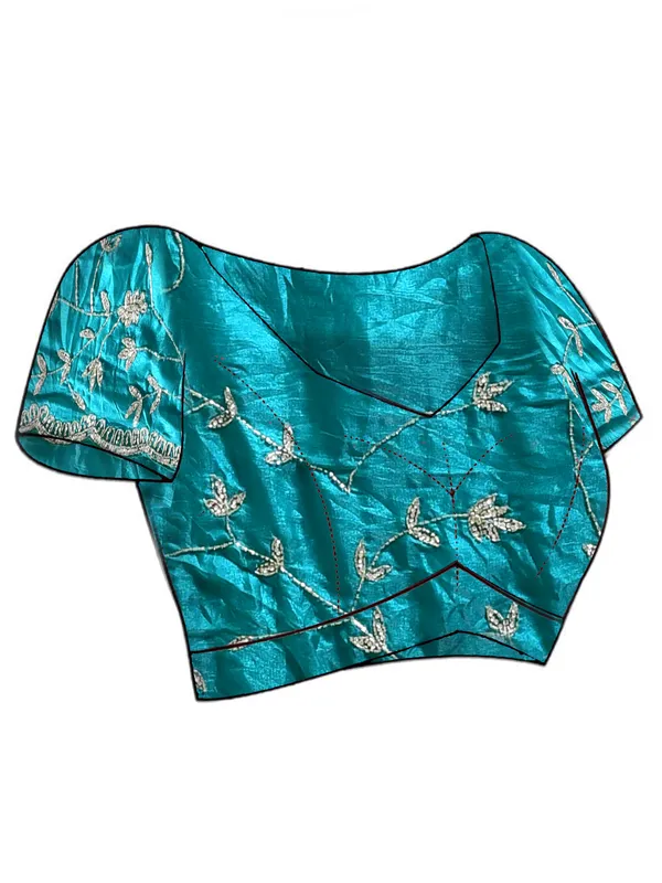 Blue_Satin_Embellished_Sarees_For_Women