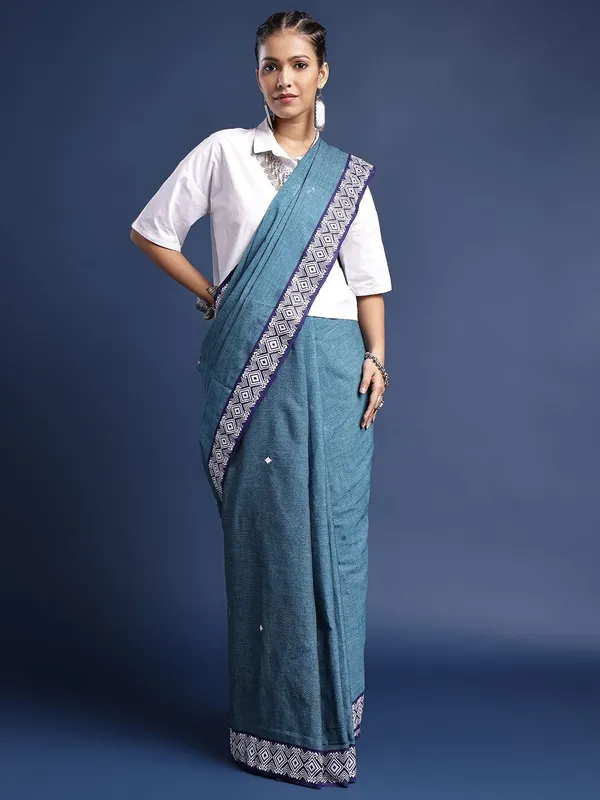 Blue_colour_Pure_Cotton_Saree_for_Women