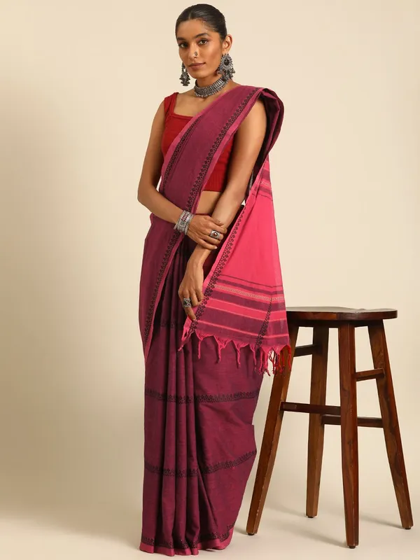Pink_colour_Pure_Cotton_Saree_for_Women