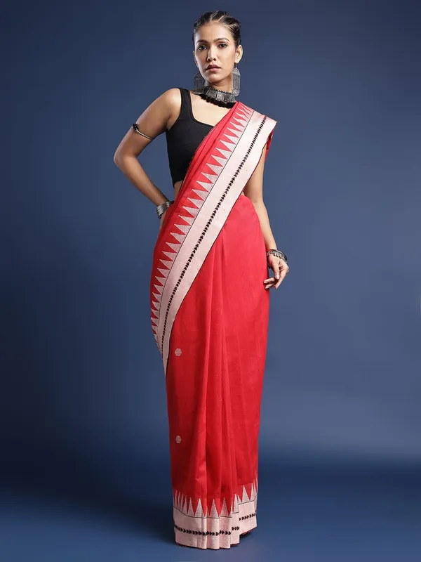 Red_colour_Pure_Cotton_Saree_for_Women