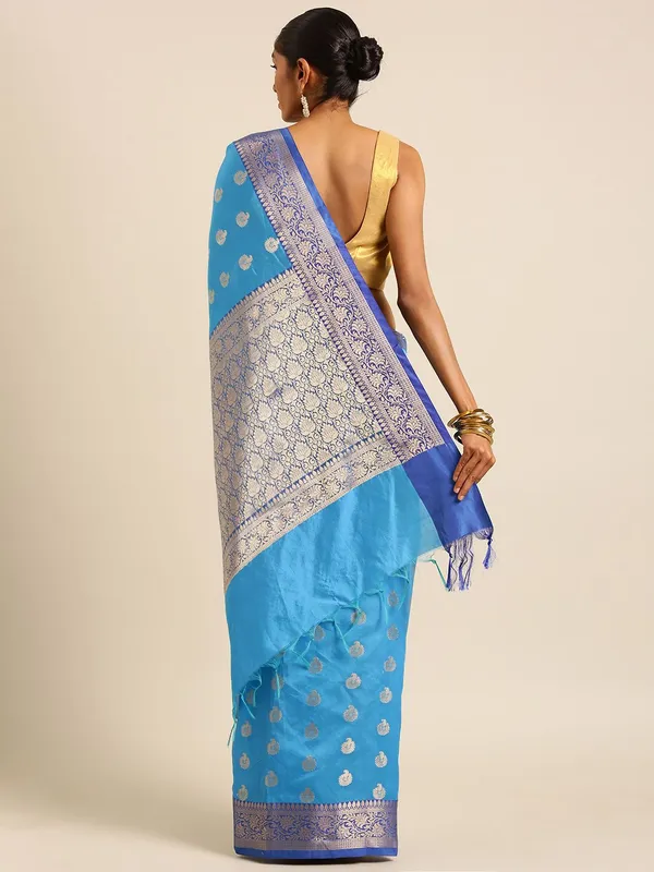 Blue_colour_Silk_Blend_Saree_for_Women