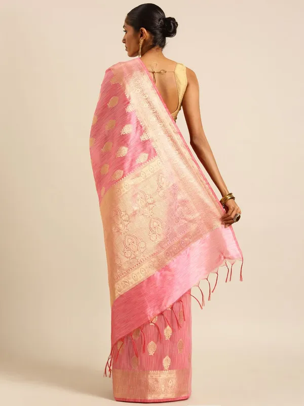 Pink_colour_Silk_Blend_Saree_for_Women