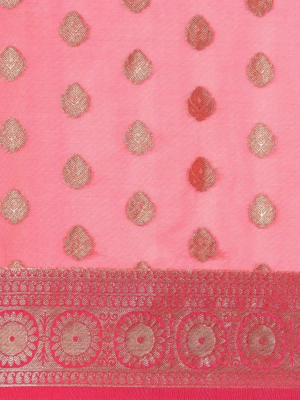 Pink_colour_Silk_Blend_Saree_for_Women