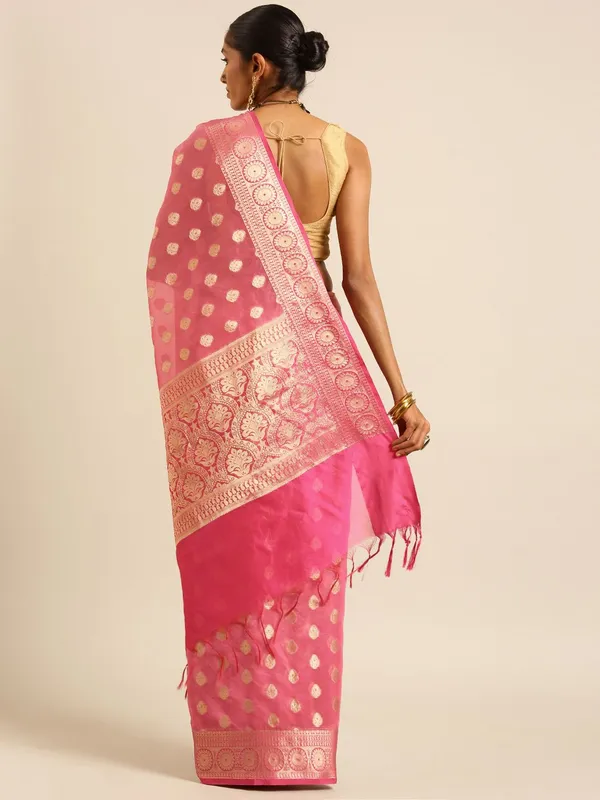Pink_colour_Silk_Blend_Saree_for_Women
