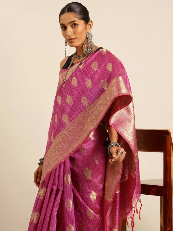 Purple_colour_Silk_Blend_Saree_for_Women