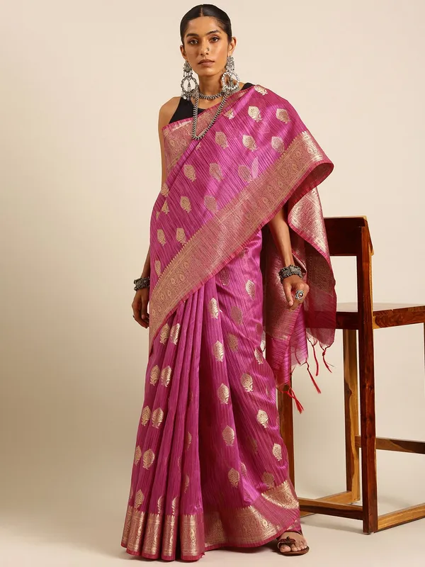 Purple_colour_Silk_Blend_Saree_for_Women
