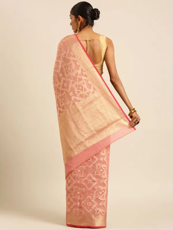 Peach_colour_Silk_Blend_Saree_for_Women