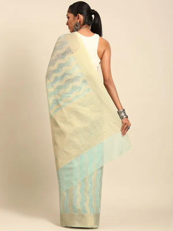 Blue_colour_Cotton_Blend_Saree_for_Women