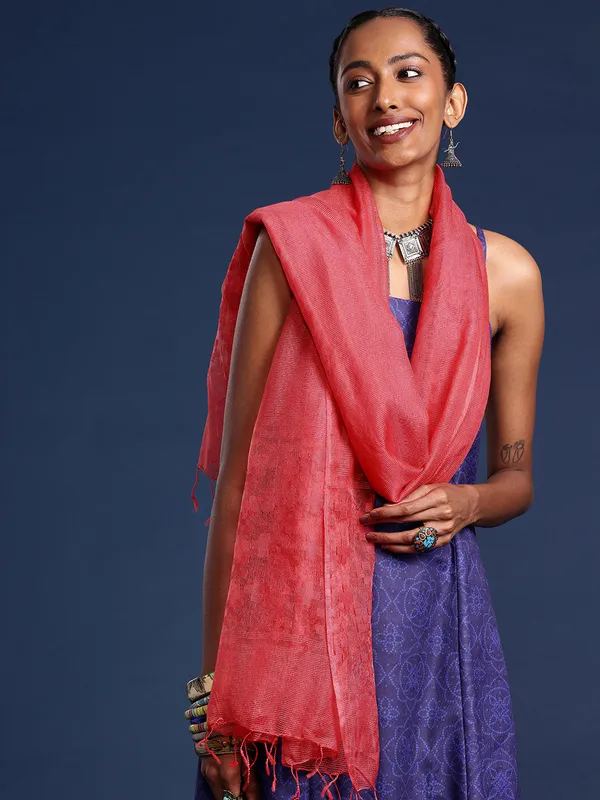 Peach_colour_Silk_Blend_Dupatta_for_Women