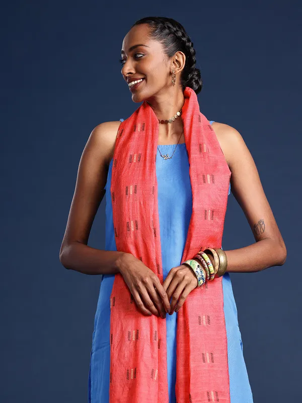 Peach_colour_Silk_Blend_Dupatta_for_Women