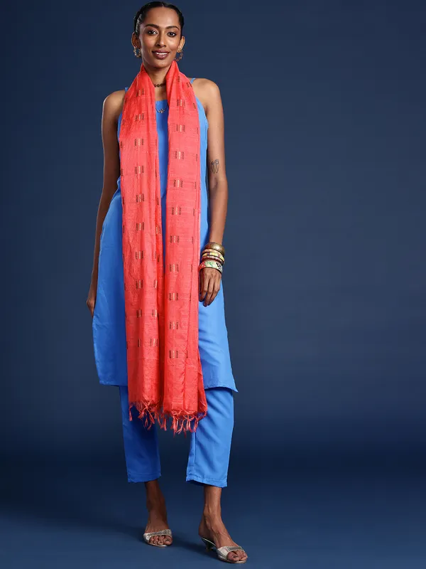 Peach_colour_Silk_Blend_Dupatta_for_Women
