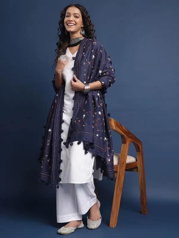 Blue_colour_Chanderi_Dupatta_for_Women