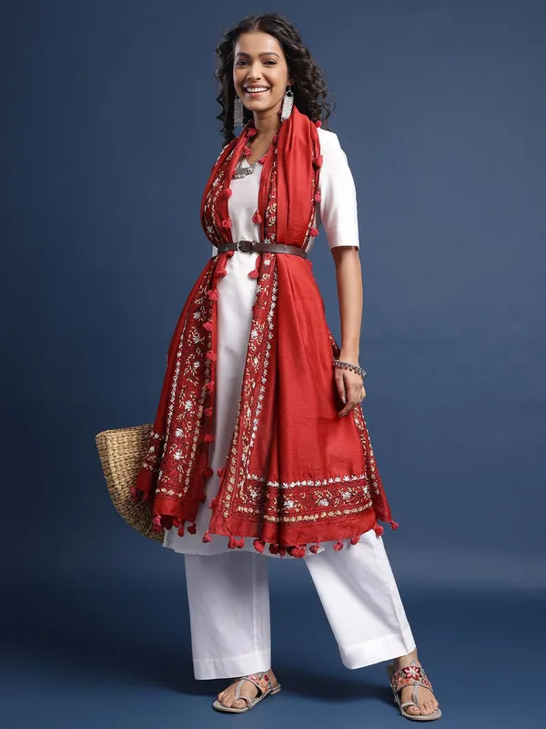 Maroon_Chanderi_Dupatta_For_Women