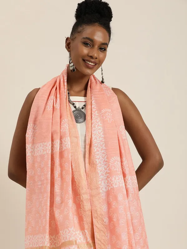 Peach_colour_Silk_Blend_Dupatta_for_Women