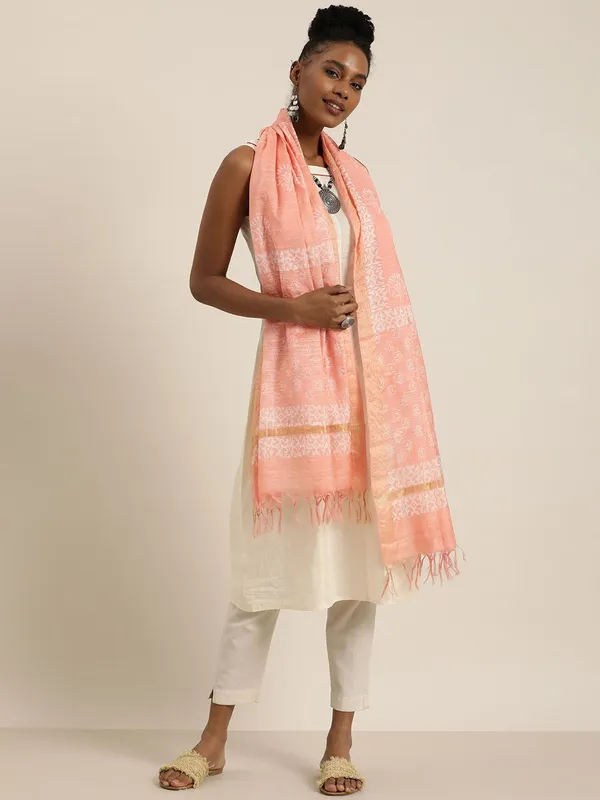 Peach_colour_Silk_Blend_Dupatta_for_Women