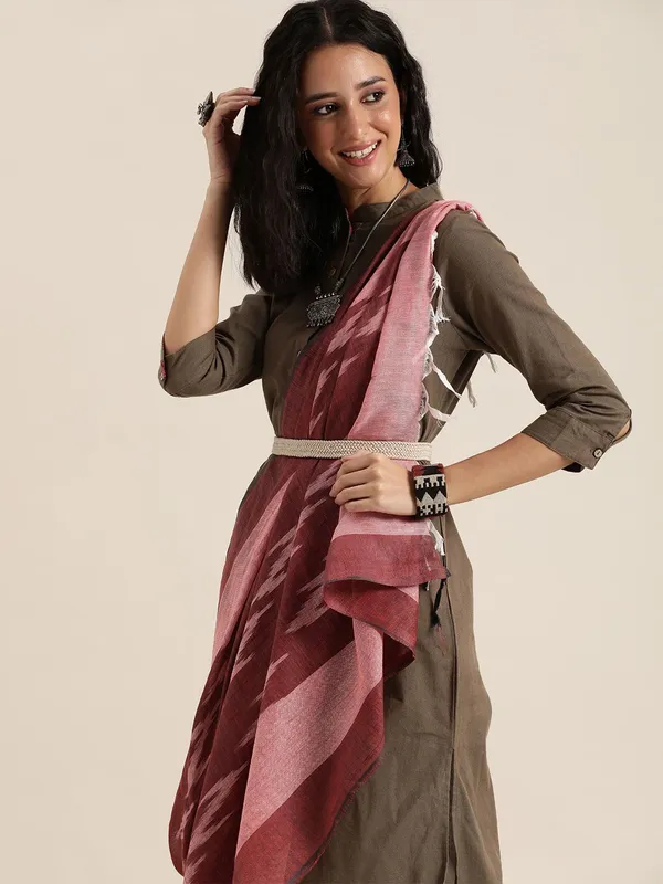 Burgundy_colour_Pure_Cotton_Dupatta_for_Women