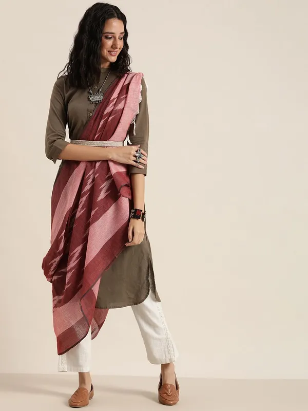 Burgundy_colour_Pure_Cotton_Dupatta_for_Women
