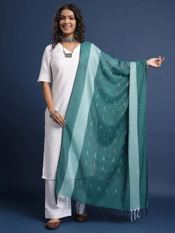 Green_Pure_Cotton_Dupatta_For_Women