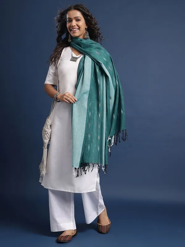 Green_Pure_Cotton_Dupatta_For_Women