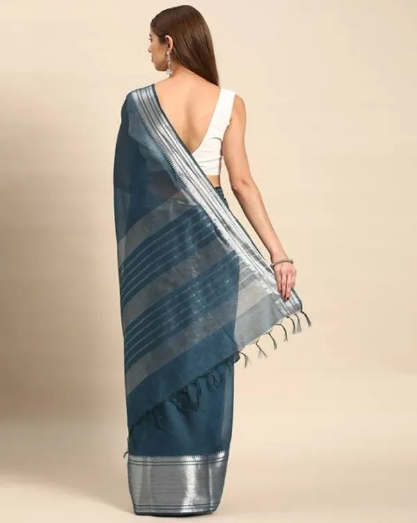 Blue_colour_Silk_Blend_Saree_for_Women