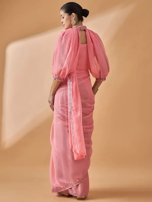 Peach_colour_Poly_Chiffon_Saree_for_Women