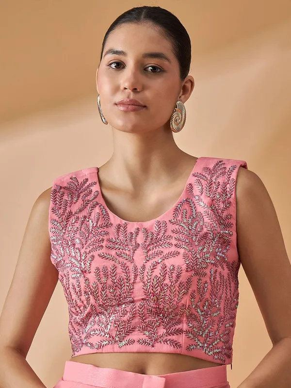 Peach_colour_Poly_Chiffon_Saree_for_Women