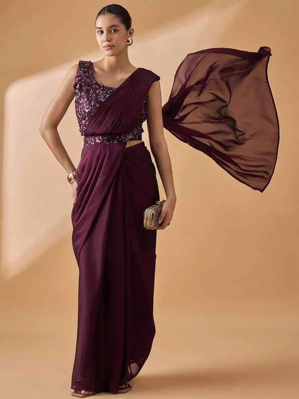 Maroon_colour_Satin_Saree_for_Women