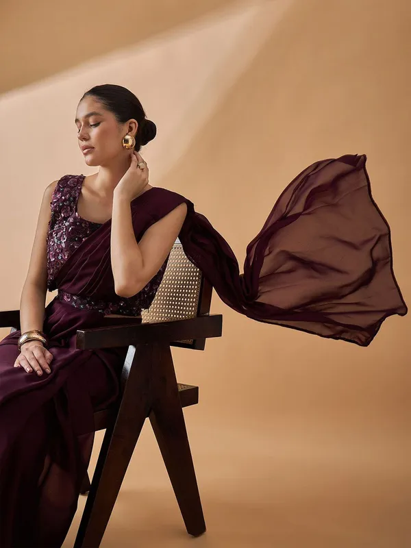 Maroon_colour_Satin_Saree_for_Women