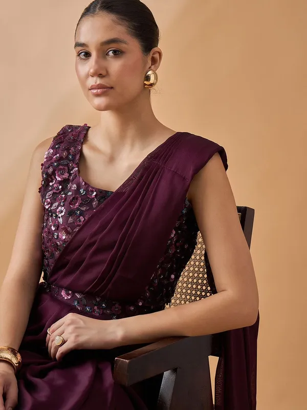 Maroon_colour_Satin_Saree_for_Women