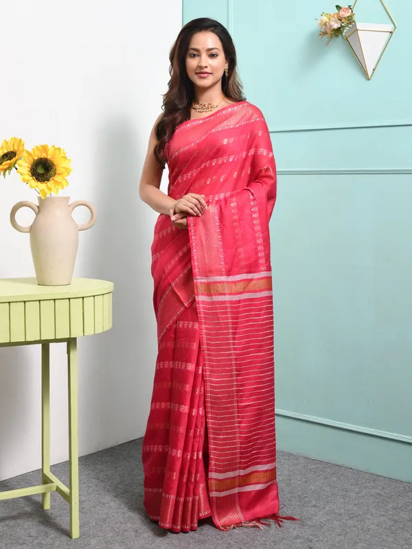 Pink_Silk_Blend_Embroidered_Sarees_For_Women