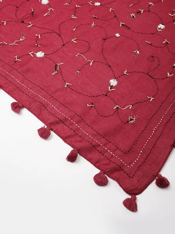 Maroon_Chanderi_Dupatta_For_Women