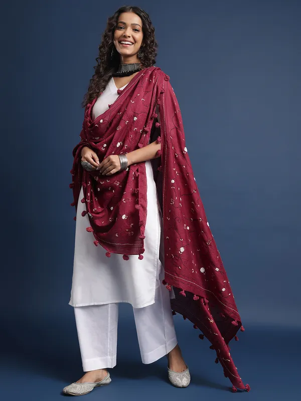Maroon_Chanderi_Dupatta_For_Women