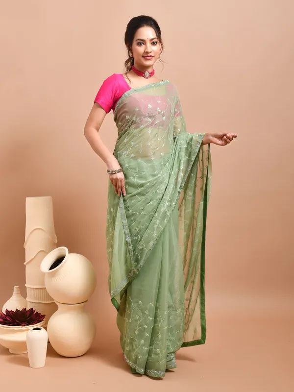 Green_Poly_Chiffon_Embroidered_Sarees_For_Women