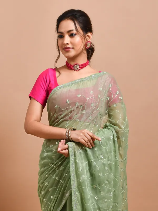 Green_Poly_Chiffon_Embroidered_Sarees_For_Women