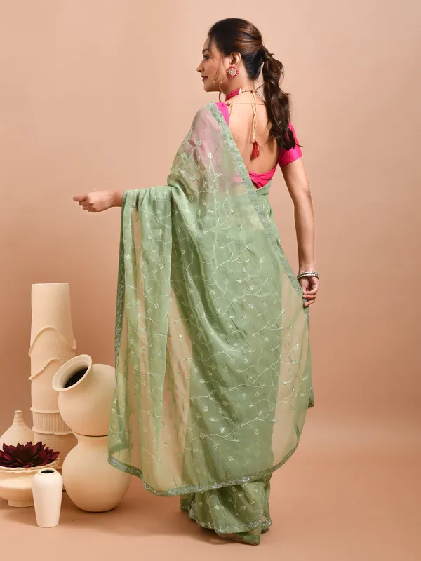 Green_Poly_Chiffon_Embroidered_Sarees_For_Women