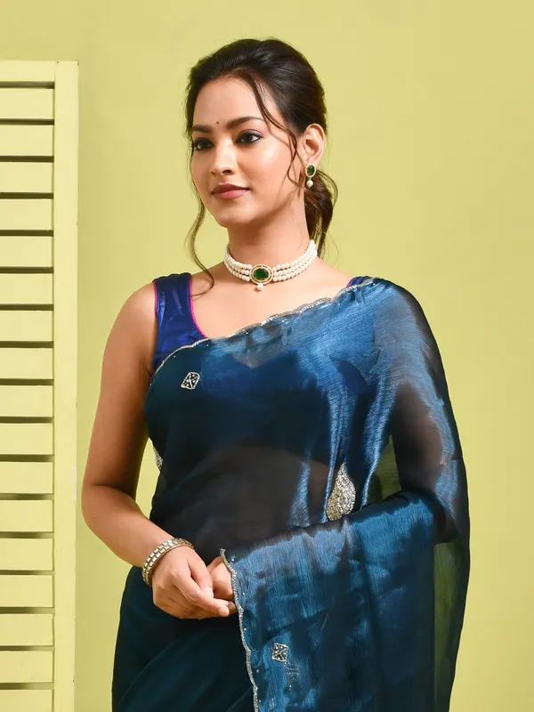 Blue_Poly_Chiffon_Embroidered_Sarees_For_Women