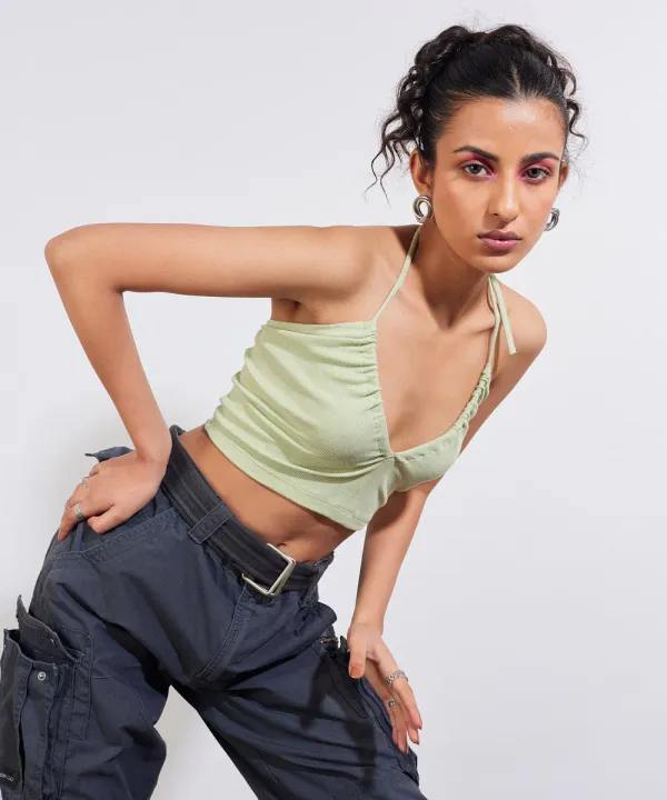 Pastel_Green_Ribbed_Tie_Up_Neckline_Crop_Top_For_Women