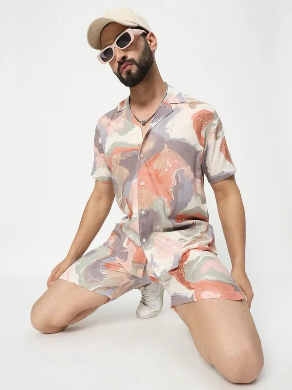 Multicolour_Abstract_Print_Cotton_Co-Ord_Set_For_Unisex
