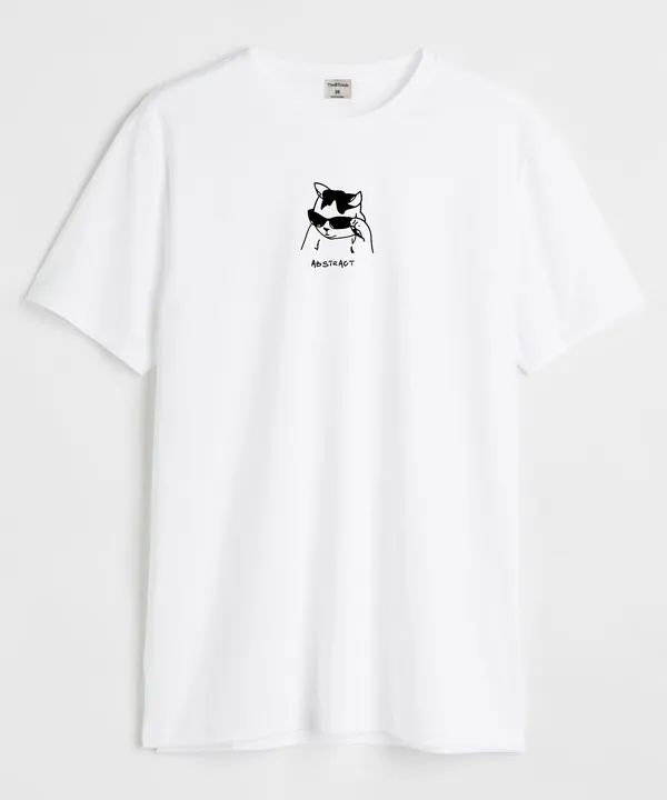 White_Abstract_Round_Neck_Cotton_T-Shirt_For_Unisex