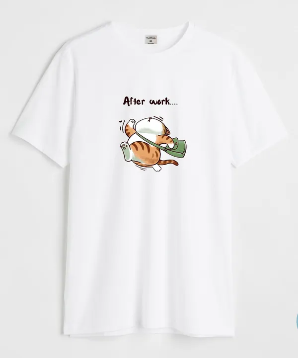 White_After_Work_Round_Neck_Cotton_T-Shirt_For_Unisex