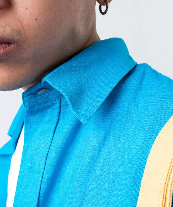Blue_Full_Sleeves_Oversized_Rayon_Cotton_Shirt_For_Women