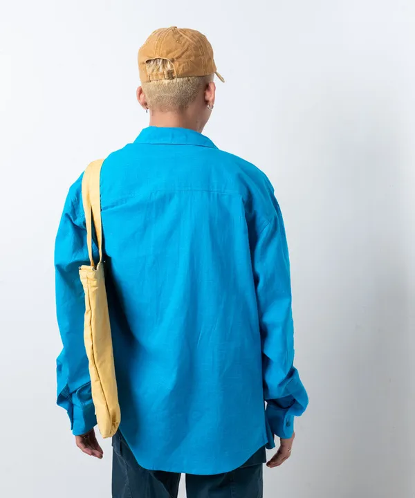 Blue_Full_Sleeves_Oversized_Rayon_Cotton_Shirt_For_Women