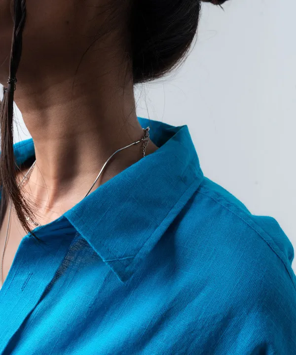 Blue_Full_Sleeves_Oversized_Rayon_Cotton_Shirt_For_Women