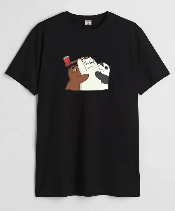 Black_Barely_Beans_Round_Neck_Cotton_T-Shirt_For_Unisex