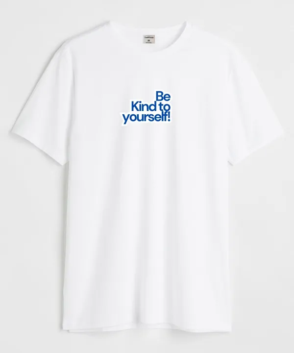White_&_Blue_Be_Kind_Round_Neck_Cotton_T-Shirt_For_Unisex