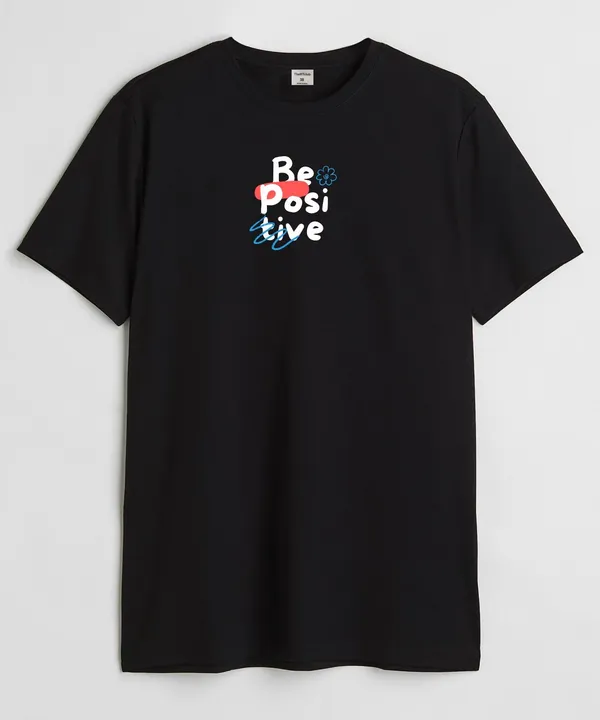 Black_Be_Positive_Round_Neck_Cotton_T-Shirt_For_Unisex