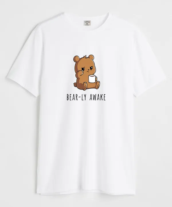 White_Bearly_Awake_Round_Neck_Cotton_T-Shirt_For_Unisex